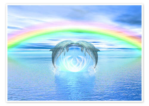 Poster Dolphins Rainbow Healing