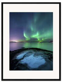 Inramat konsttryck  Aurora Borealis over Vagsfjorden - Arild Heitmann