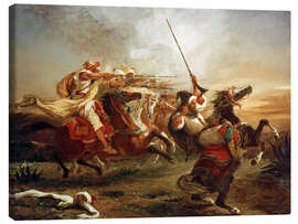 Canvastavla  Military exercises Moroccan horsemen - Eugene Delacroix
