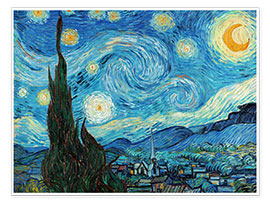 Poster  Stjärnenatt, 1889 - Vincent van Gogh