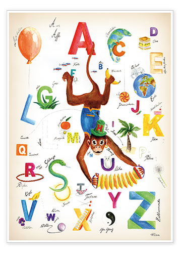 Poster ABC Alphabet animals, colours and more
