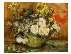 Aluminiumtavla  Roses and sunflowers - Vincent van Gogh