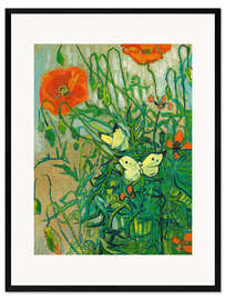 Inramat konsttryck  Butterflies and poppies - Vincent van Gogh