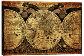 Canvastavla  World 1630 - Michaels Antike Weltkarten