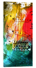 Akrylglastavla  guitar music colorful collage rock n roll - Michael artefacti