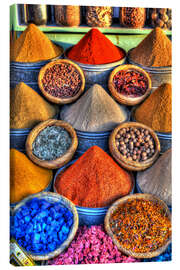 Canvastavla  Färgglada kryddor på basaren i Marrakech - HADYPHOTO