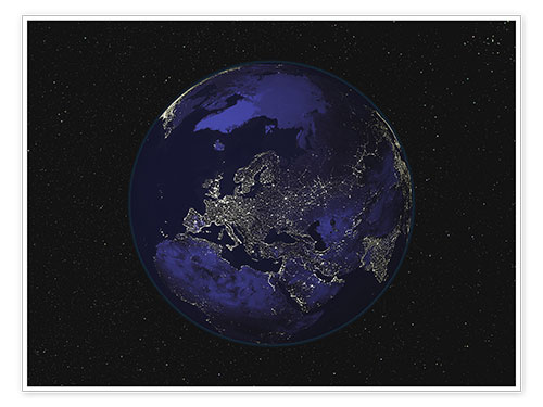 Poster Earth at night - Europe