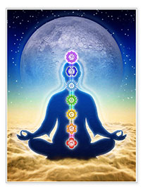 Poster  In Meditation With Chakras - Blue Moon Edition - Dirk Czarnota