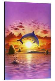 Aluminiumtavla  Day of the dolphin - sunset - Robin Koni