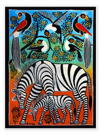 Poster  Zebras under a wild tree - Saidi