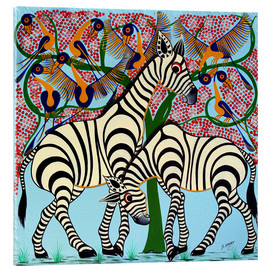 Akrylglastavla  Loyalty zebras under the tree - Omary