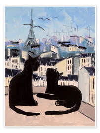 Poster Cats and doves over Paris