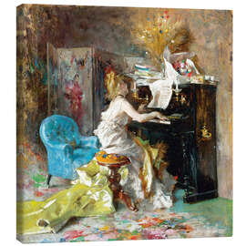 Canvastavla  Woman at a piano - Giovanni Boldini