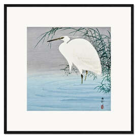 Inramat konsttryck  Wading Egret - Ohara Koson