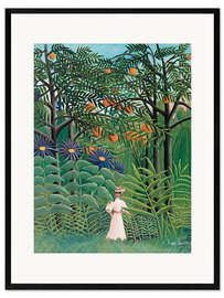 Inramat konsttryck  Woman in an exotic forest - Henri Rousseau