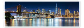 Poster New York City Skyline with Brooklyn Bridge (panoramic view)