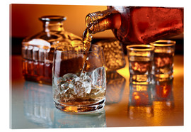 Akrylglastavla  glass with whiskey and ice