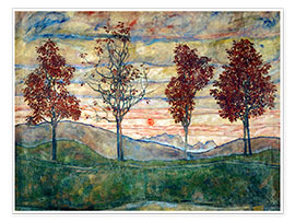 Poster  Four trees - Egon Schiele