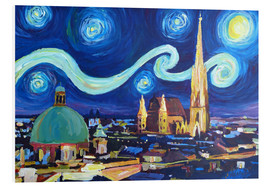 PVC-tavla  Starry Night in Vienna Austria   Saint Stephan Cathedral Van Gogh Inspirations - M. Bleichner