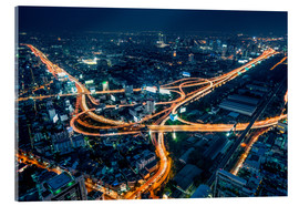 Akrylglastavla  Aerial view of Bangkok at night - Jan Christopher Becke