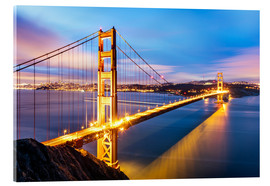 Akrylglastavla  Sunrise over Golden gate bridge and San Francisco bay, California, USA - Matteo Colombo