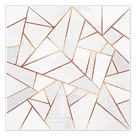 Poster  White Stone and Copper Lines - Elisabeth Fredriksson