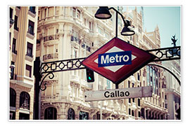 Poster Metroskylt vid Callao i Madrid
