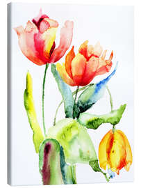 Canvastavla  Three Tulips