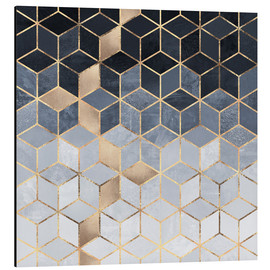 Aluminiumtavla  Soft blue gradient cubes - Elisabeth Fredriksson