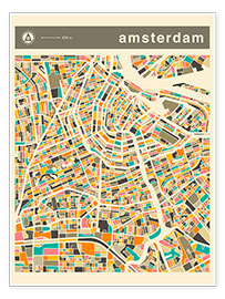Poster  AMSTERDAM MAP - Jazzberry Blue