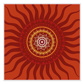 Poster Sonnenmandala in Rot