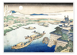Poster  Moonlight on the Yodo River - Katsushika Hokusai