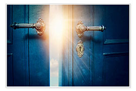 Poster  Open blue door and sunshine - Elena Schweitzer