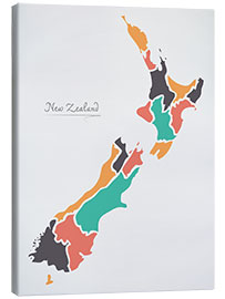 Canvastavla  New Zealand map modern abstract with round shapes - Ingo Menhard