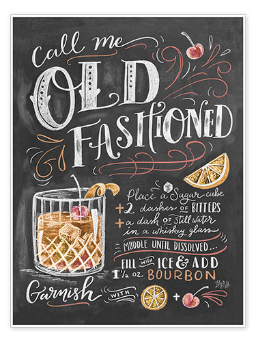 Poster Old fashioned cocktailrecept