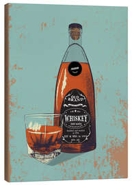 Canvastavla  Whiskey bottle and glass