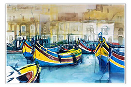 Poster  Malta, Marsaxlokk, Boats II - Johann Pickl