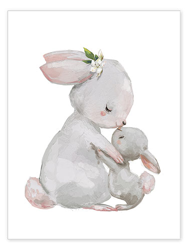 Poster Söta kaniner - mor och barn