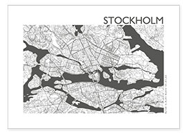 Poster  City map of Stockholm IV - 44spaces