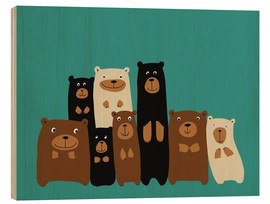 Trätavla  Bear friends turquoise - Kidz Collection