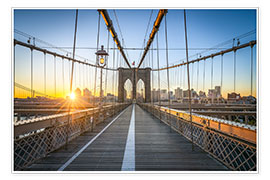 Poster Brooklyn Bridge at sunrise in front of the Brooklyn skyline