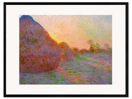 Inramat konsttryck  Haystacks - Claude Monet