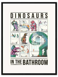 Inramat konsttryck  Dinosaurs int he bathroom - Wyatt9