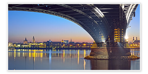 Poster Mainz Germany with rhine bridge